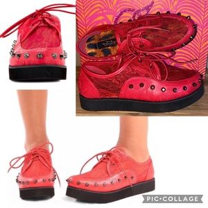 NEW! IRON FIST Lovelace Your Face RED Lace Studded Platform Creepers Size 36/5